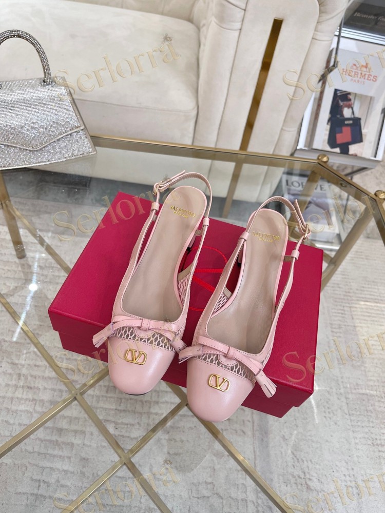 VALENTINO GARAVANI VALET DU ROI MESH AND KIDSKIN SLINGBACK PUMPS