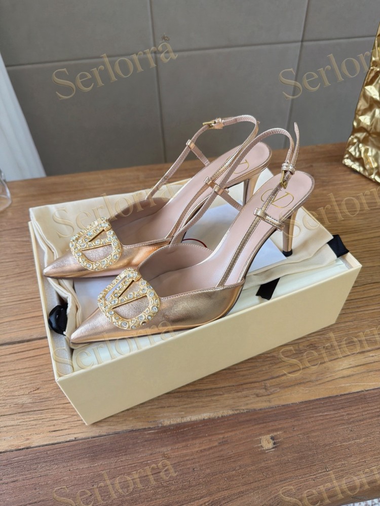 VALENTINO GARAVANI VLOGO SIGNATURE PATENT‑LEATHER SLINGBACK PUMPS