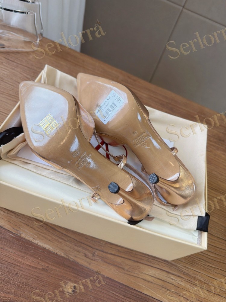 VALENTINO GARAVANI VLOGO SIGNATURE PATENT‑LEATHER SLINGBACK PUMPS