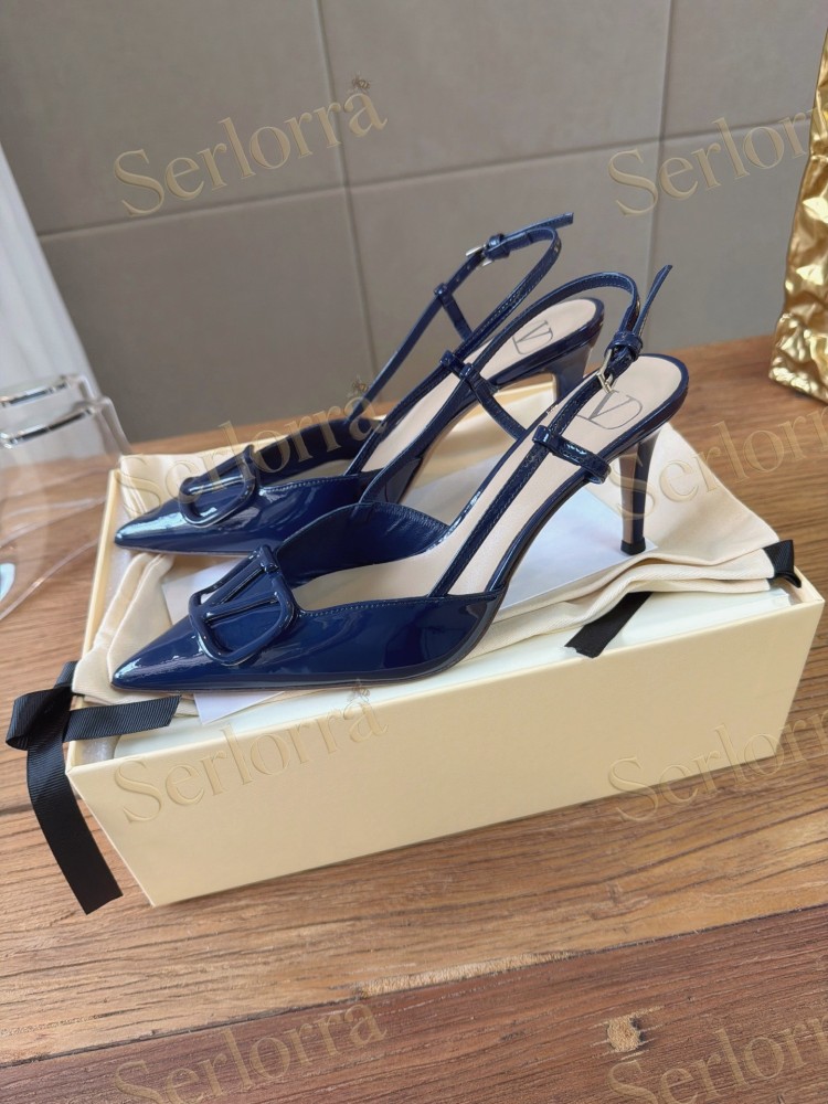VALENTINO GARAVANI VLOGO SIGNATURE PATENT‑LEATHER SLINGBACK PUMPS