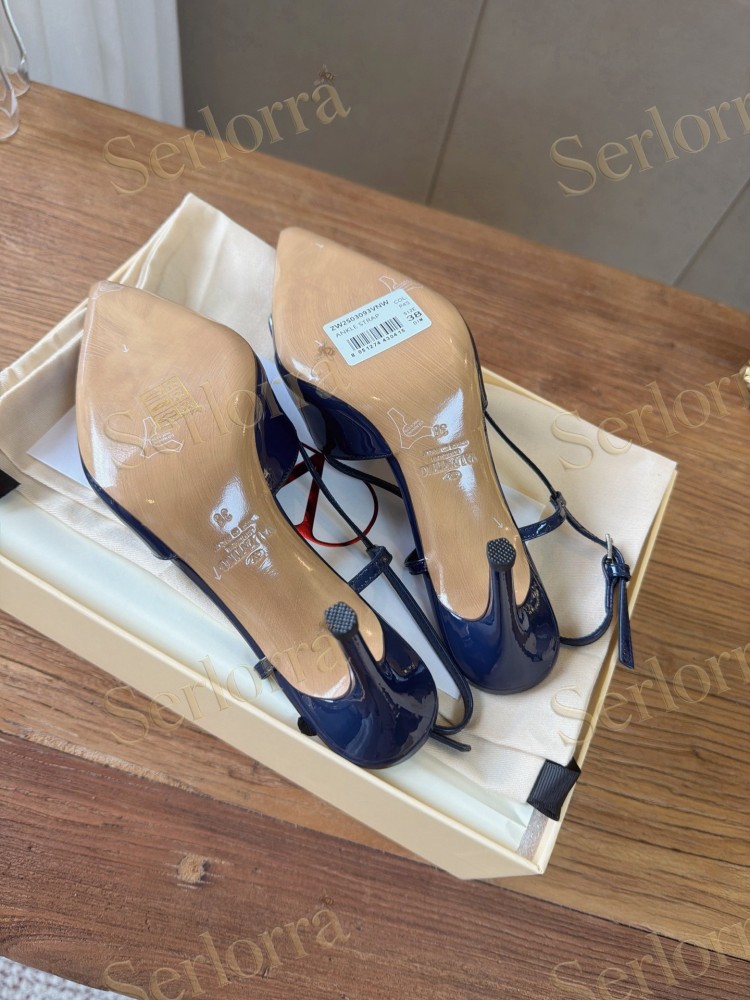 VALENTINO GARAVANI VLOGO SIGNATURE PATENT‑LEATHER SLINGBACK PUMPS