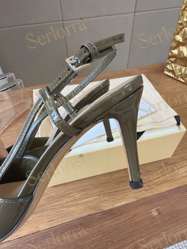 VALENTINO GARAVANI VLOGO SIGNATURE PATENT‑LEATHER SLINGBACK PUMPS
