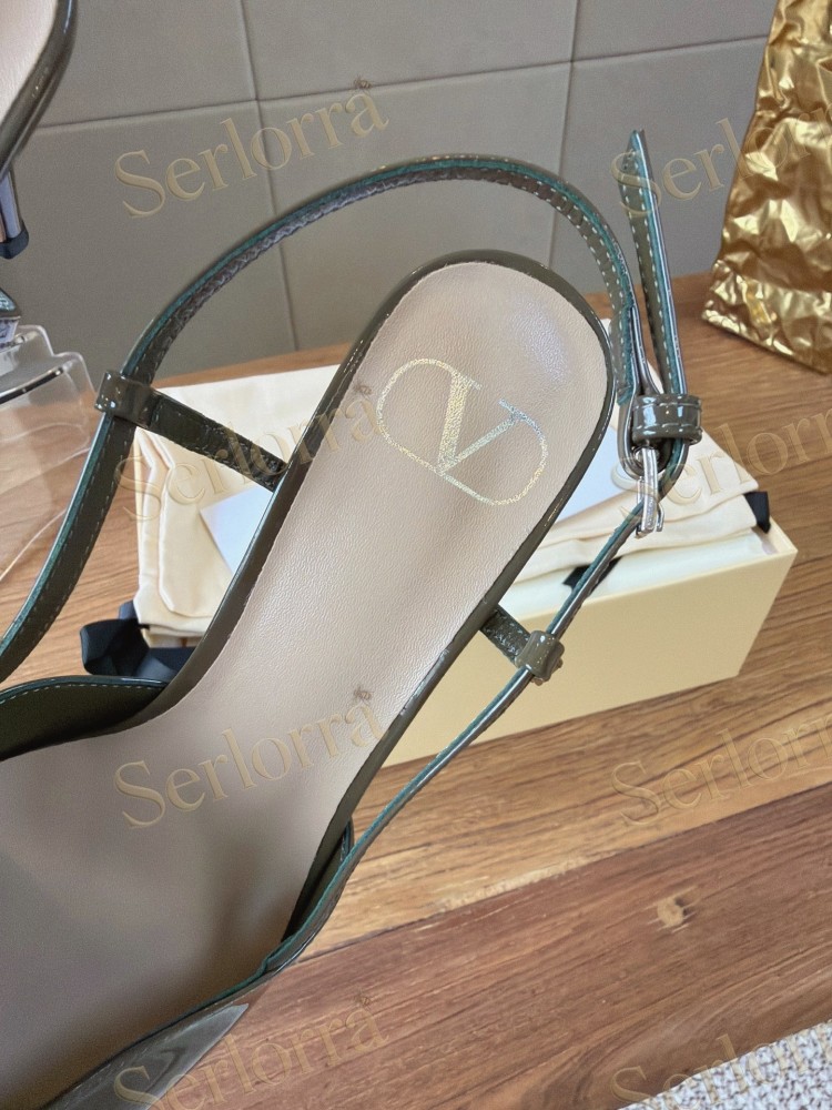 VALENTINO GARAVANI VLOGO SIGNATURE PATENT‑LEATHER SLINGBACK PUMPS