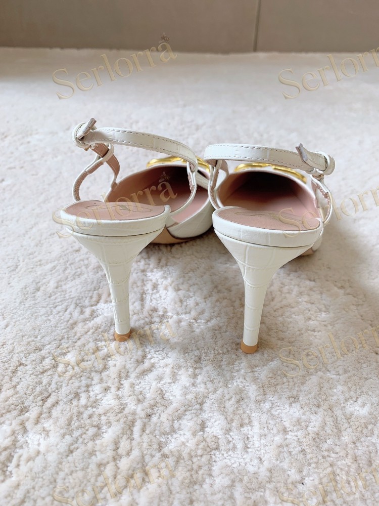 VALENTINO BURGUNDY CROC‑EFFECT LEATHER V‑LOGO SLINGBACK STILETTO PUMPS