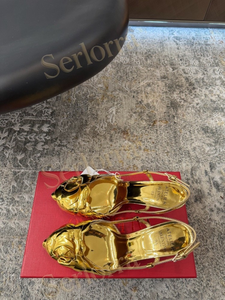 VALENTINO GARAVANI ATELIER 03 ROSE EDITION SILMETALLIC LEATHER SLINGBACK PUMPS