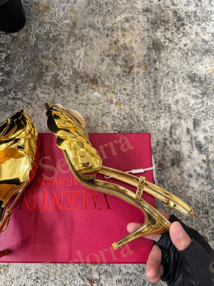 VALENTINO GARAVANI ATELIER 03 ROSE EDITION SILMETALLIC LEATHER SLINGBACK PUMPS