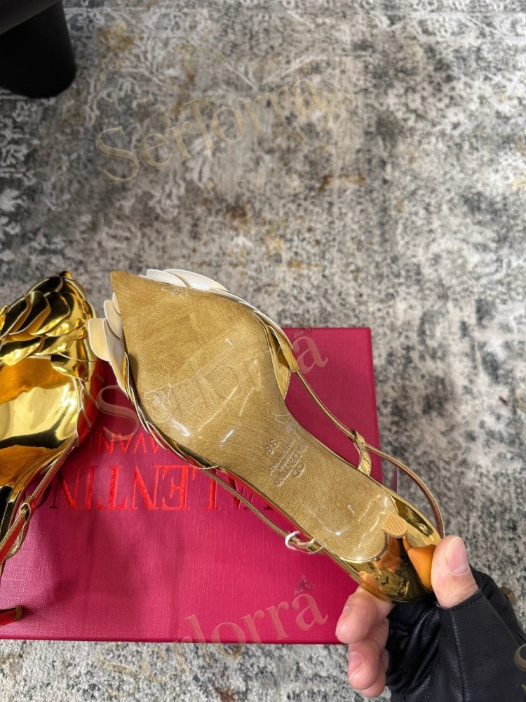 VALENTINO GARAVANI ATELIER 03 ROSE EDITION SILMETALLIC LEATHER SLINGBACK PUMPS