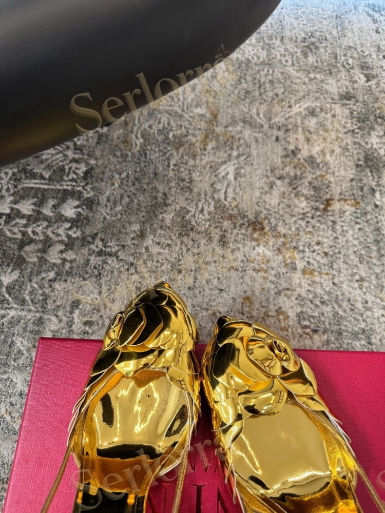 VALENTINO GARAVANI ATELIER 03 ROSE EDITION SILMETALLIC LEATHER SLINGBACK PUMPS
