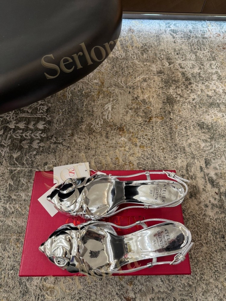 VALENTINO GARAVANI ATELIER 03 ROSE EDITION SILMETALLIC LEATHER SLINGBACK PUMPS