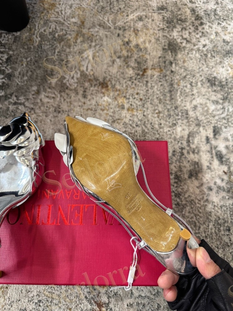 VALENTINO GARAVANI ATELIER 03 ROSE EDITION SILMETALLIC LEATHER SLINGBACK PUMPS