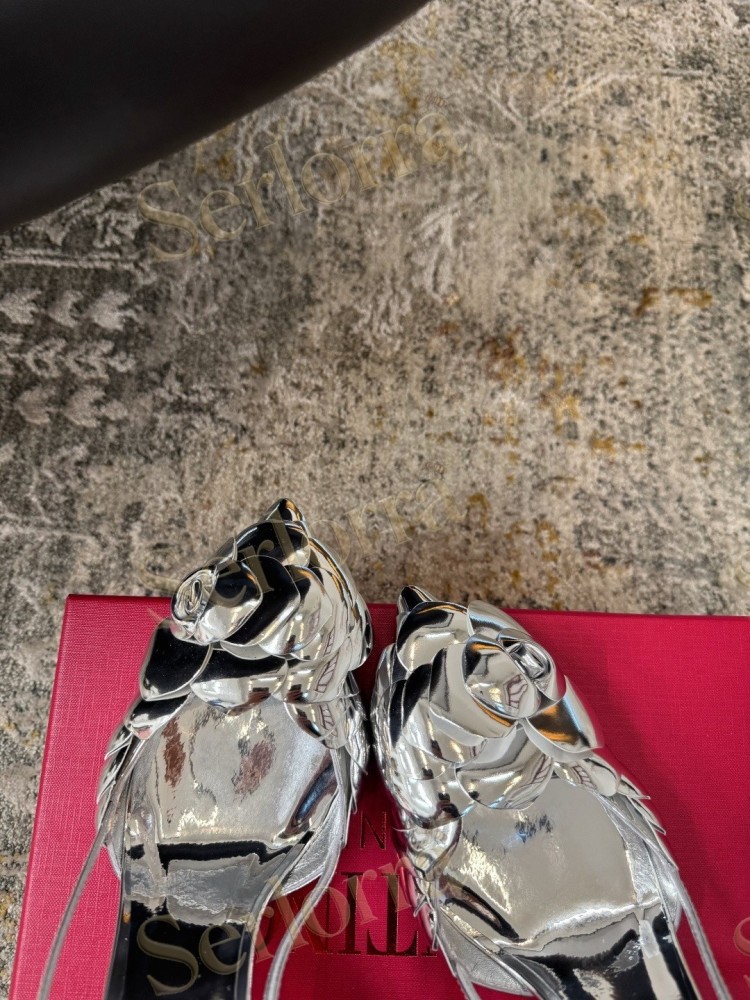 VALENTINO GARAVANI ATELIER 03 ROSE EDITION SILMETALLIC LEATHER SLINGBACK PUMPS