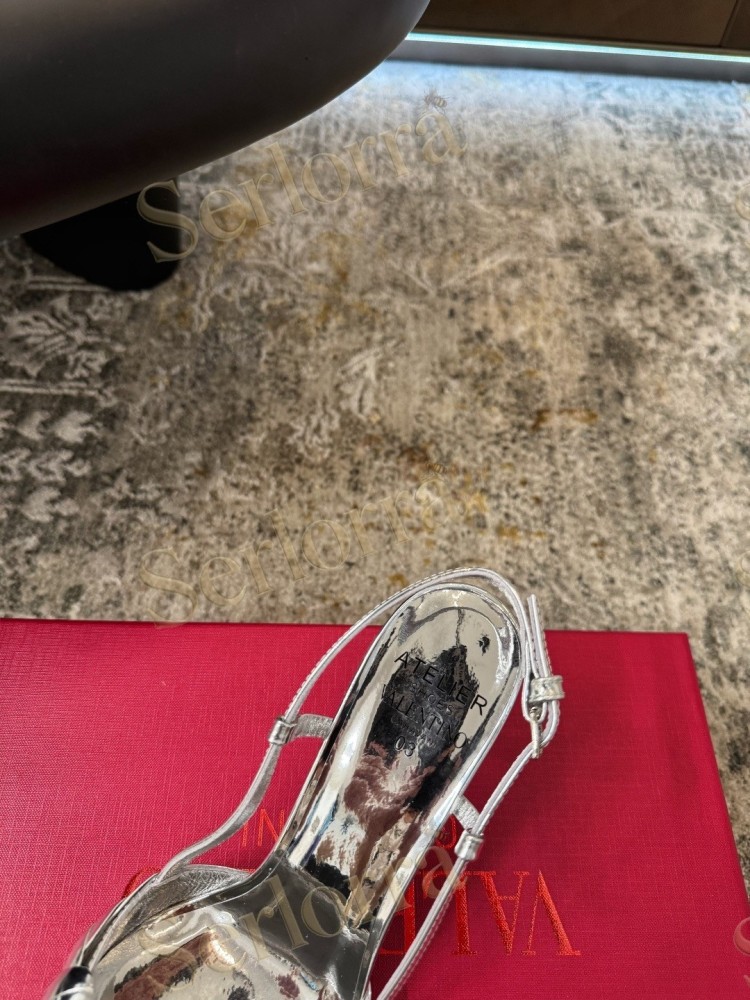 VALENTINO GARAVANI ATELIER 03 ROSE EDITION SILMETALLIC LEATHER SLINGBACK PUMPS
