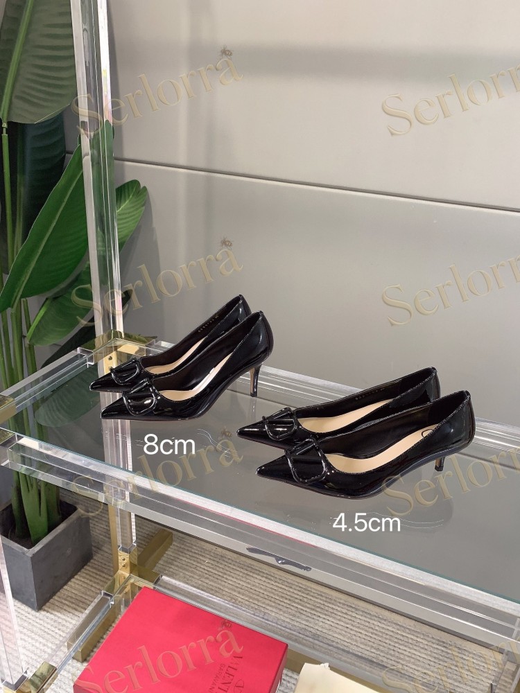 VALENTINO GARAVANI VLOGO SIGNATURE PATENT LEATHER POINTED‑TOE PUMPS