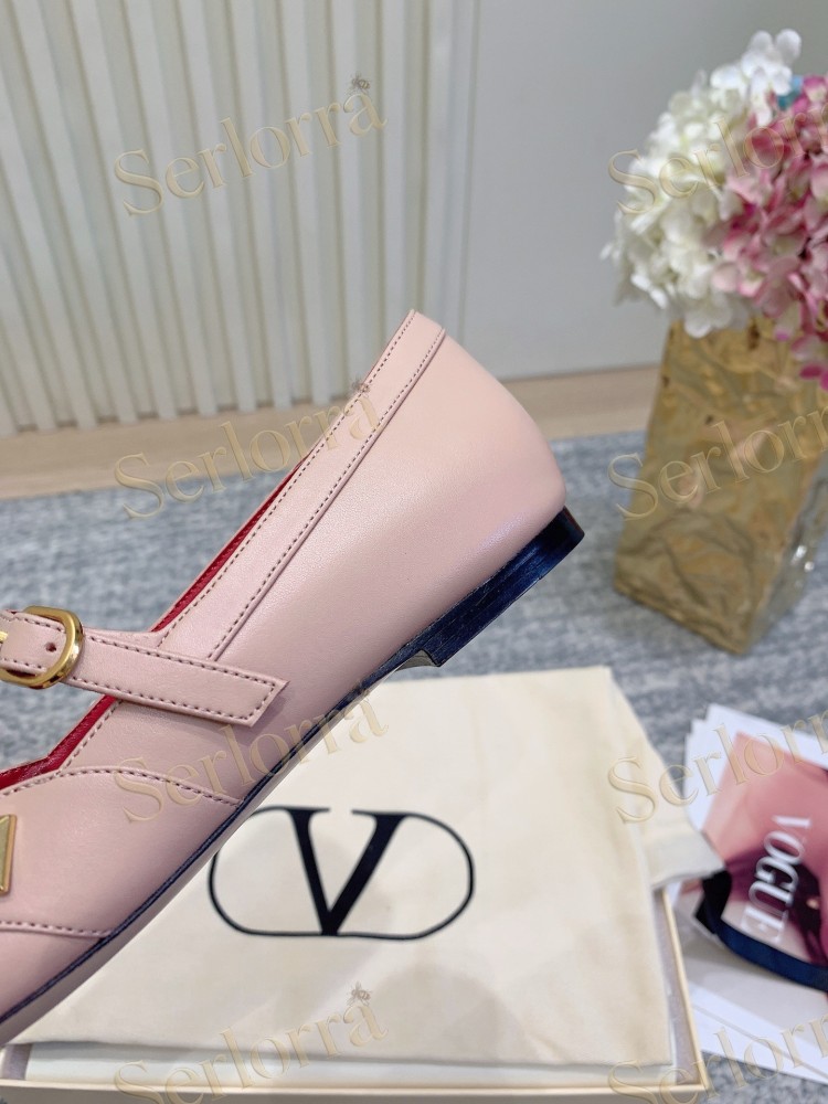VALENTINO GARAVANI LEATHER ROMAN STUD CUT‑OUT MARY JANE FLATS
