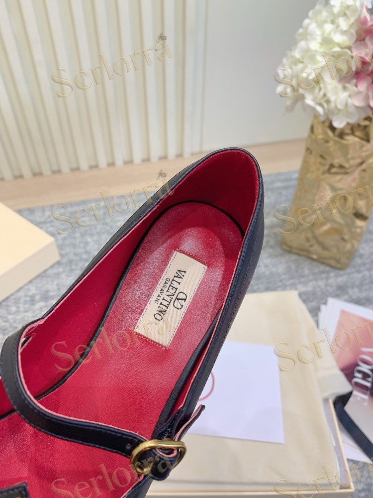 VALENTINO GARAVANI LEATHER ROMAN STUD CUT‑OUT MARY JANE FLATS
