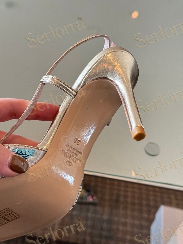 VALENTINO GARAVANI MULTICOLOR SEQUIN‑EMBELLISHED VLOGO SLINGBACK STILETTO PUMPS