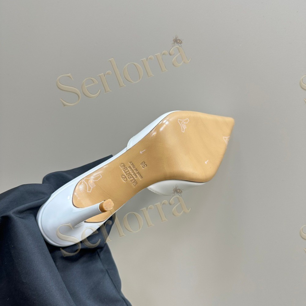 VALENTINO GARAVANI VLOGO PATENT LEATHER POINTED‑TOE STILETTO MULES