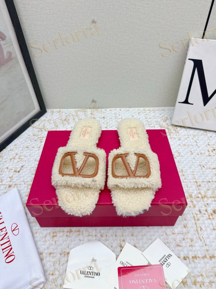 VALENTINO GARAVANI VLOGO TEDDY SLIDE SANDALS