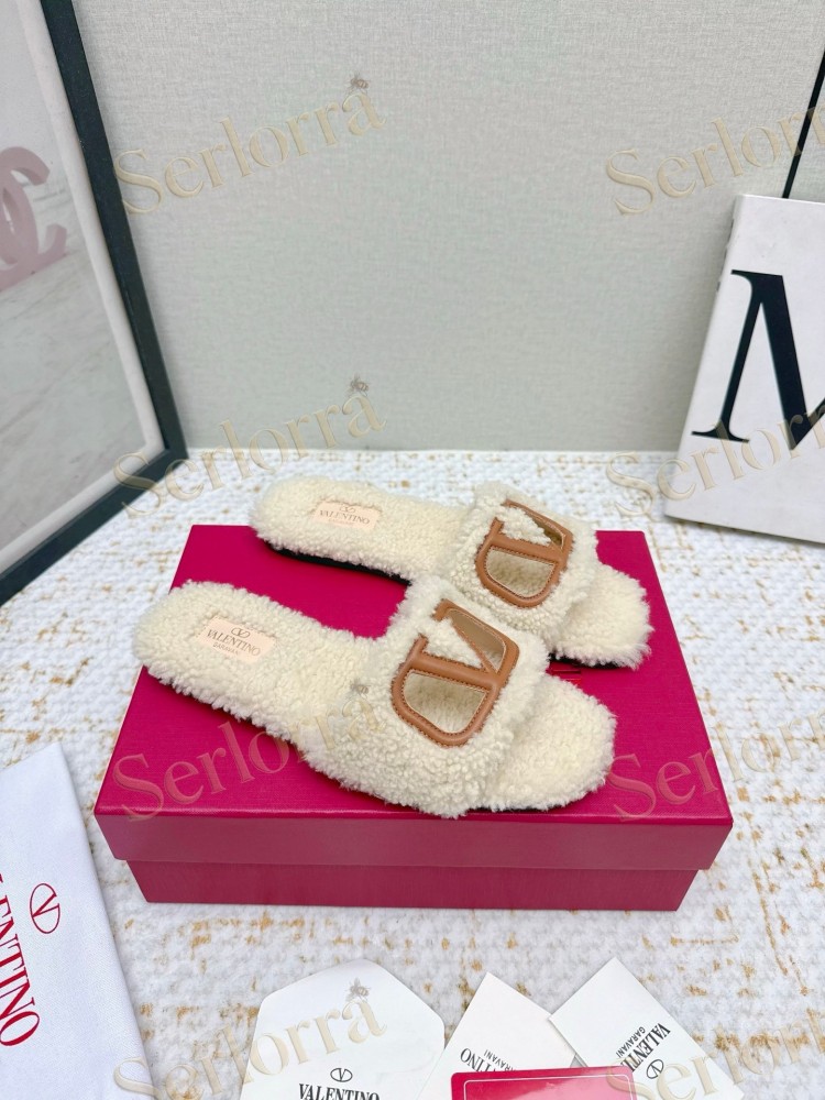 VALENTINO GARAVANI VLOGO TEDDY SLIDE SANDALS