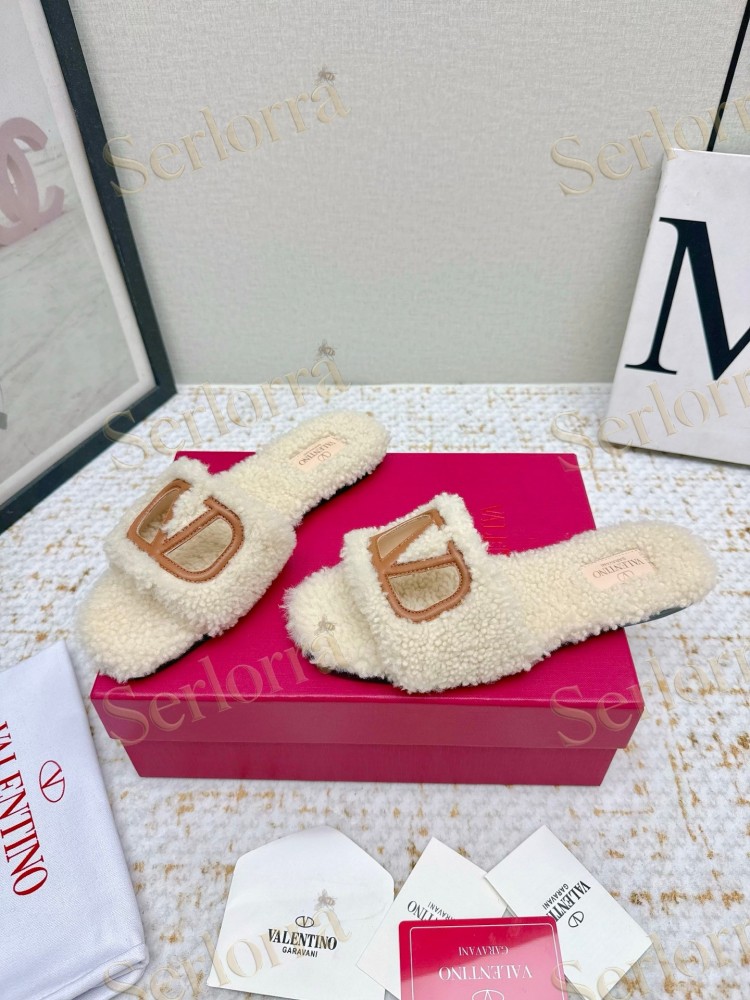 VALENTINO GARAVANI VLOGO TEDDY SLIDE SANDALS