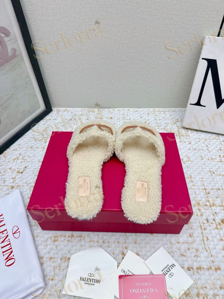 VALENTINO GARAVANI VLOGO TEDDY SLIDE SANDALS