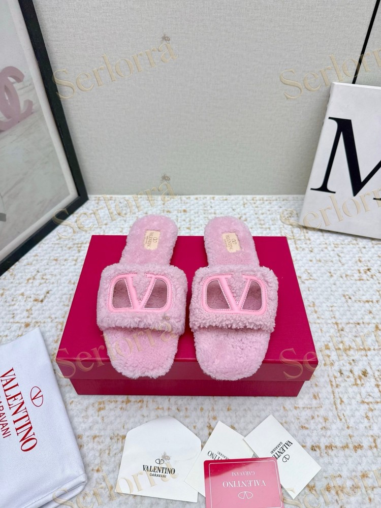 VALENTINO GARAVANI VLOGO TEDDY SLIDE SANDALS