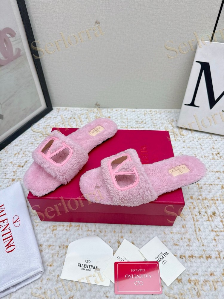 VALENTINO GARAVANI VLOGO TEDDY SLIDE SANDALS