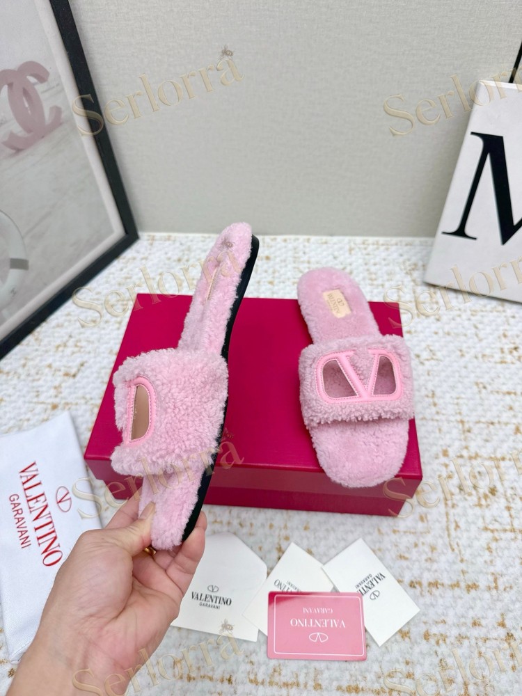 VALENTINO GARAVANI VLOGO TEDDY SLIDE SANDALS
