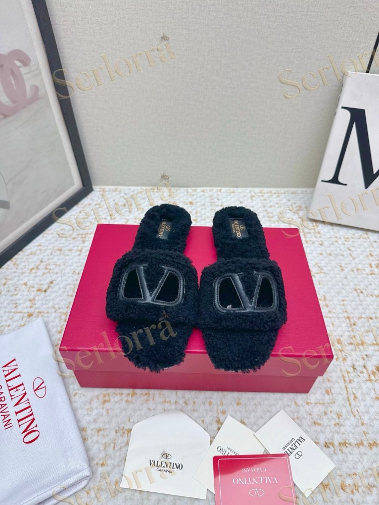 VALENTINO GARAVANI VLOGO TEDDY SLIDE SANDALS