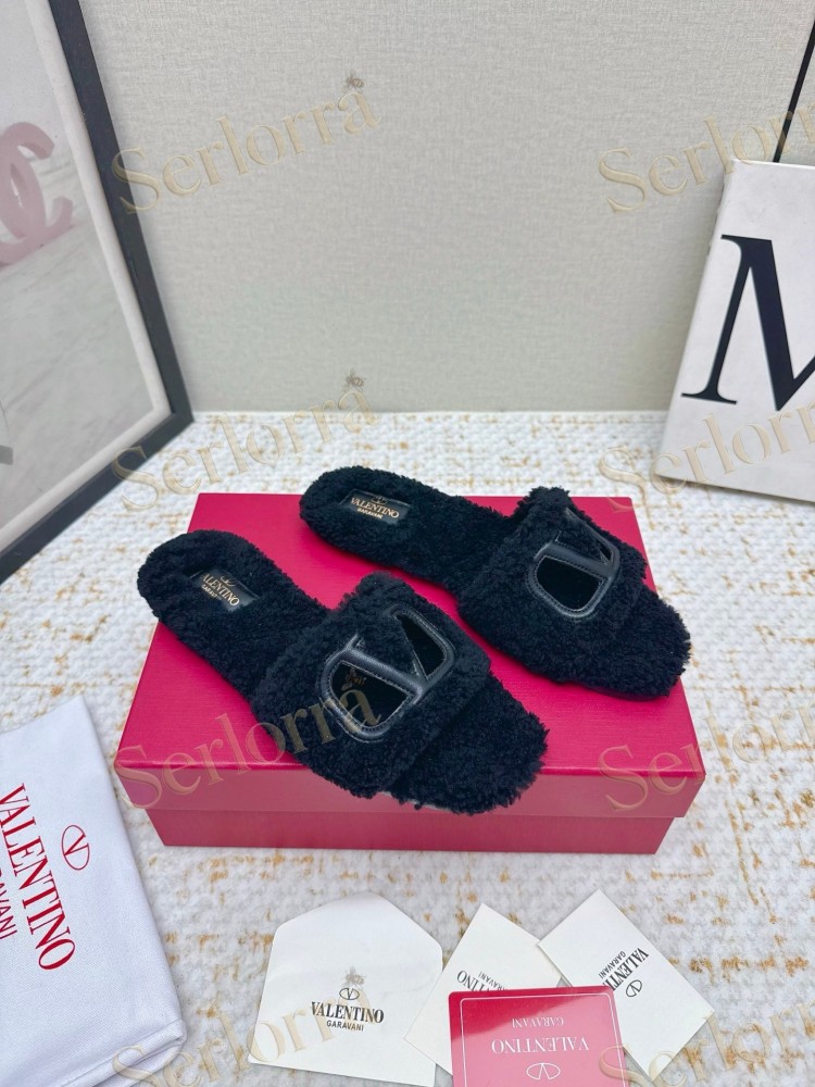 VALENTINO GARAVANI VLOGO TEDDY SLIDE SANDALS
