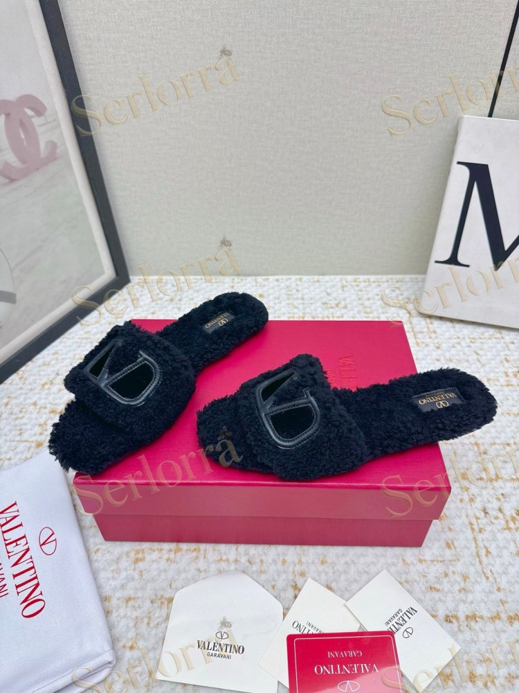 VALENTINO GARAVANI VLOGO TEDDY SLIDE SANDALS