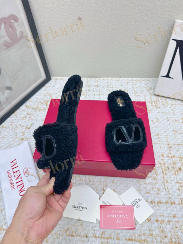VALENTINO GARAVANI VLOGO TEDDY SLIDE SANDALS