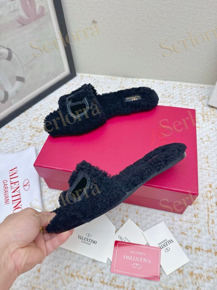 VALENTINO GARAVANI VLOGO TEDDY SLIDE SANDALS