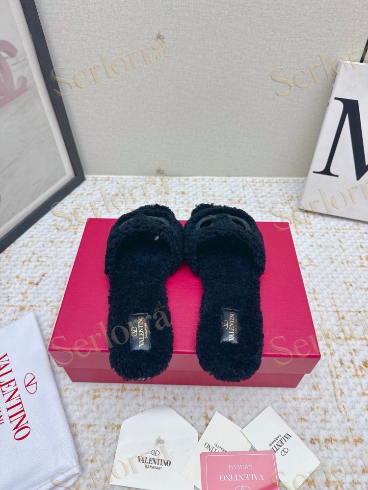 VALENTINO GARAVANI VLOGO TEDDY SLIDE SANDALS