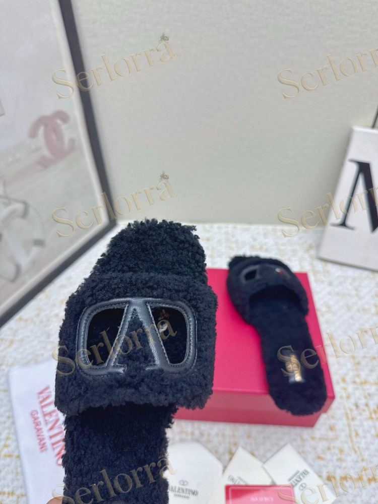 VALENTINO GARAVANI VLOGO TEDDY SLIDE SANDALS