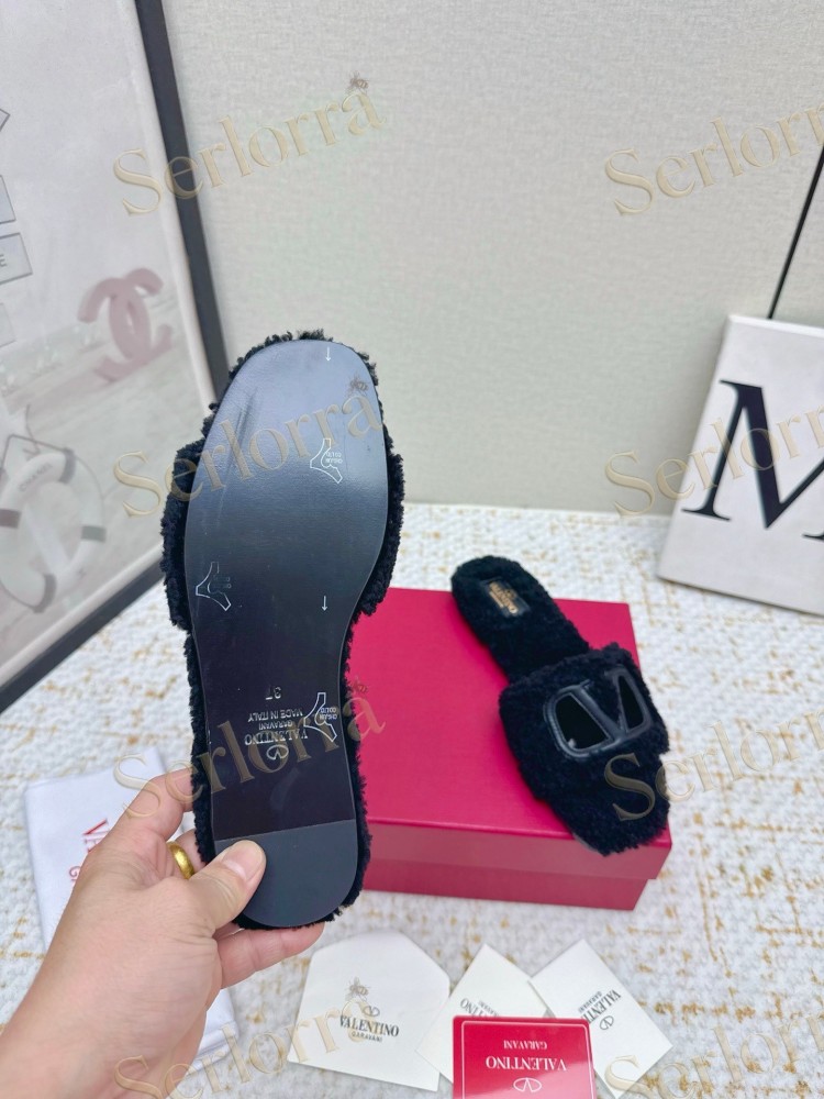 VALENTINO GARAVANI VLOGO TEDDY SLIDE SANDALS