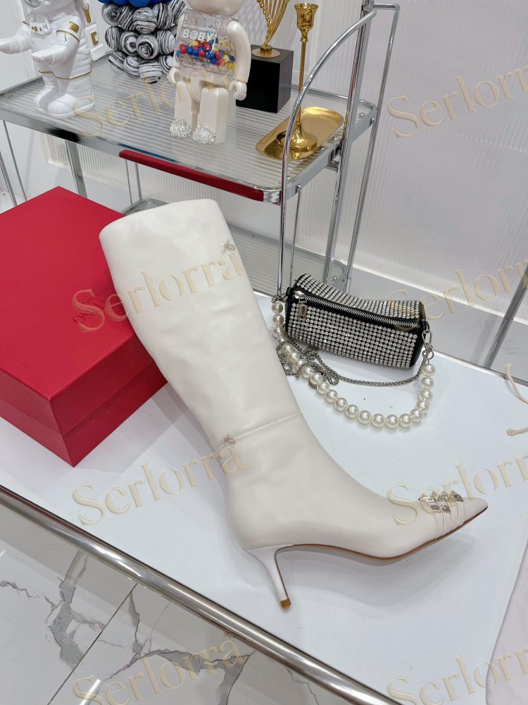 VALENTINO GARAVANI ROCKSTUD POINTED-TOE ANKLE BOOTS