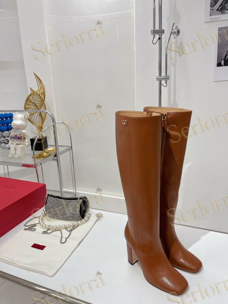 VALENTINO GARAVANI VLOGO BLOCK HEEL KNEE-HIGH BOOTS