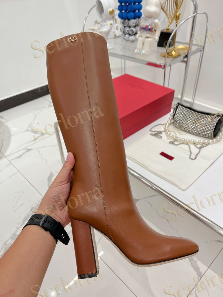 VALENTINO GARAVANI VLOGO BLOCK HEEL KNEE-HIGH BOOTS