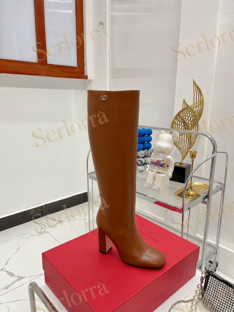 VALENTINO GARAVANI VLOGO BLOCK HEEL KNEE-HIGH BOOTS