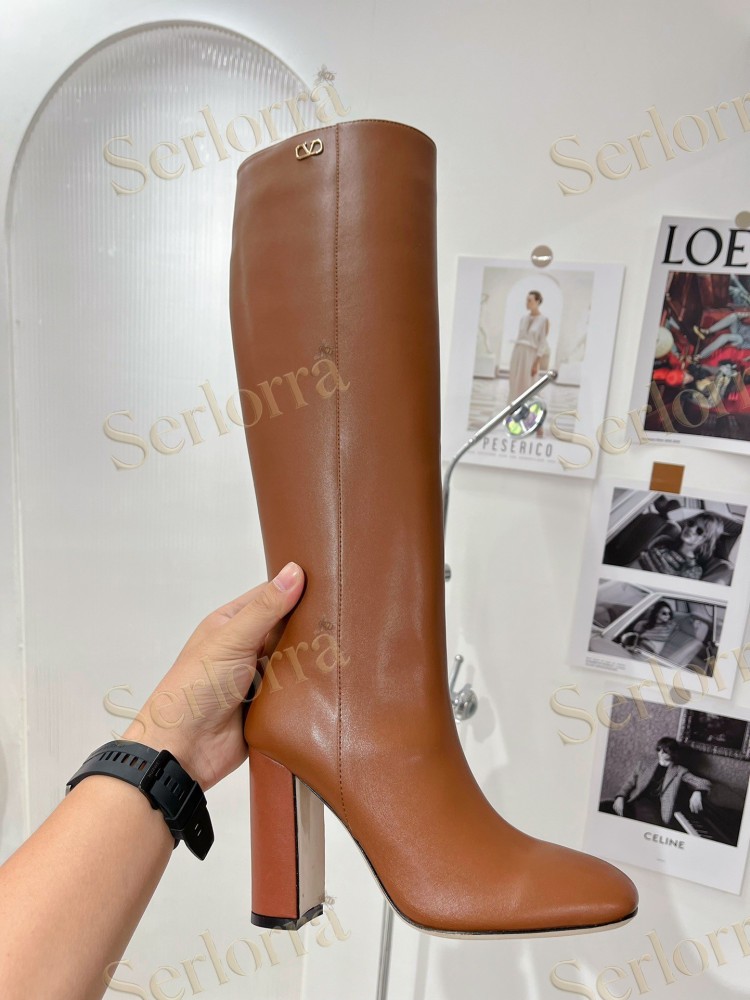 VALENTINO GARAVANI VLOGO BLOCK HEEL KNEE-HIGH BOOTS