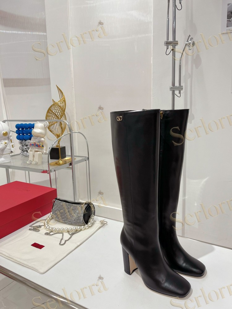 VALENTINO GARAVANI VLOGO BLOCK HEEL KNEE-HIGH BOOTS