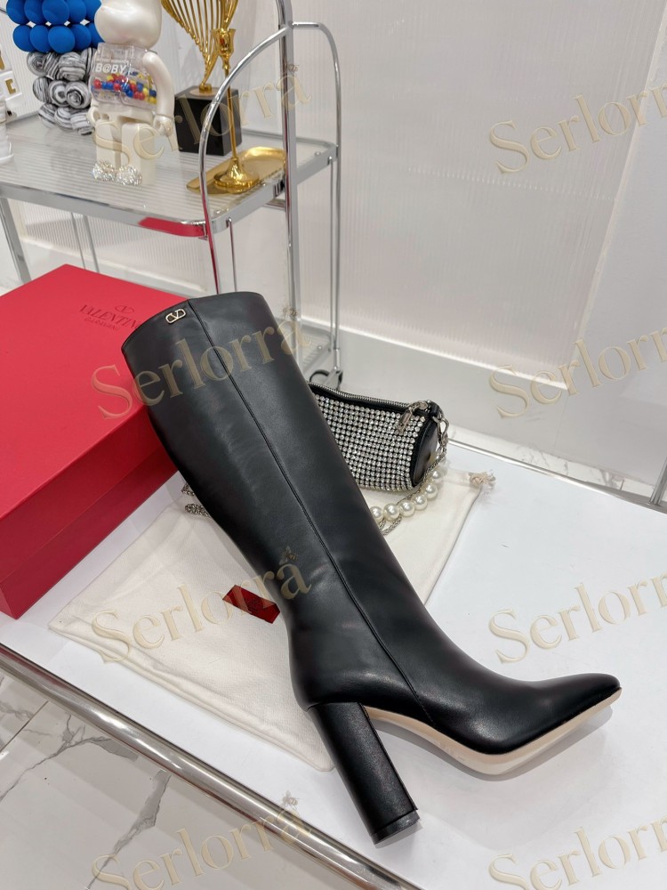 VALENTINO GARAVANI VLOGO BLOCK HEEL KNEE-HIGH BOOTS