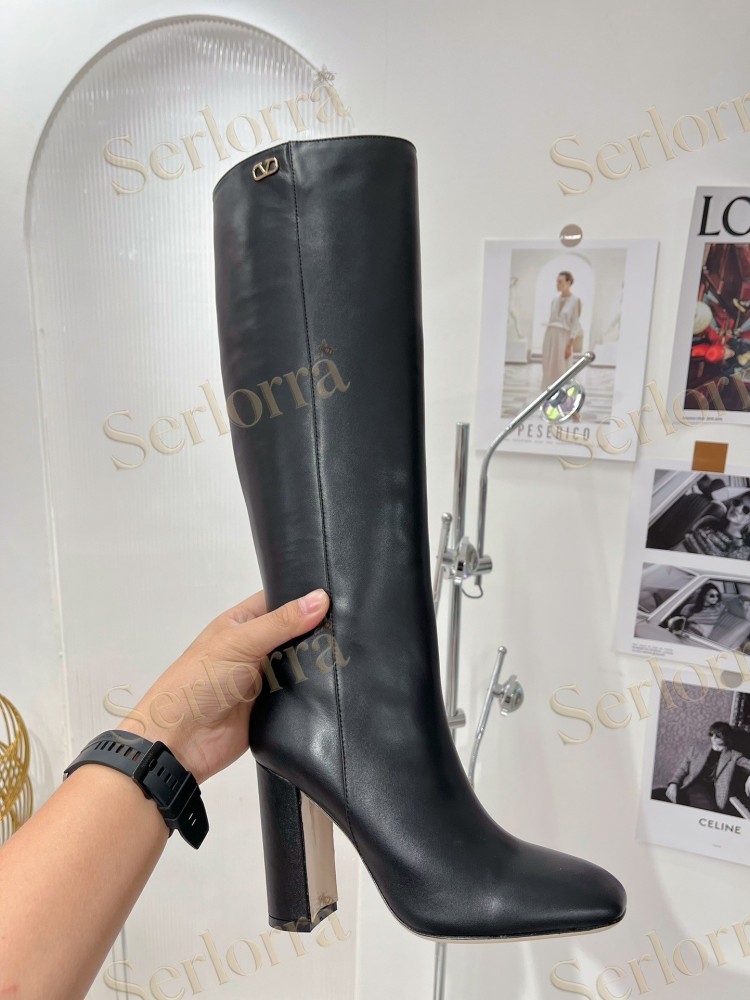 VALENTINO GARAVANI VLOGO BLOCK HEEL KNEE-HIGH BOOTS