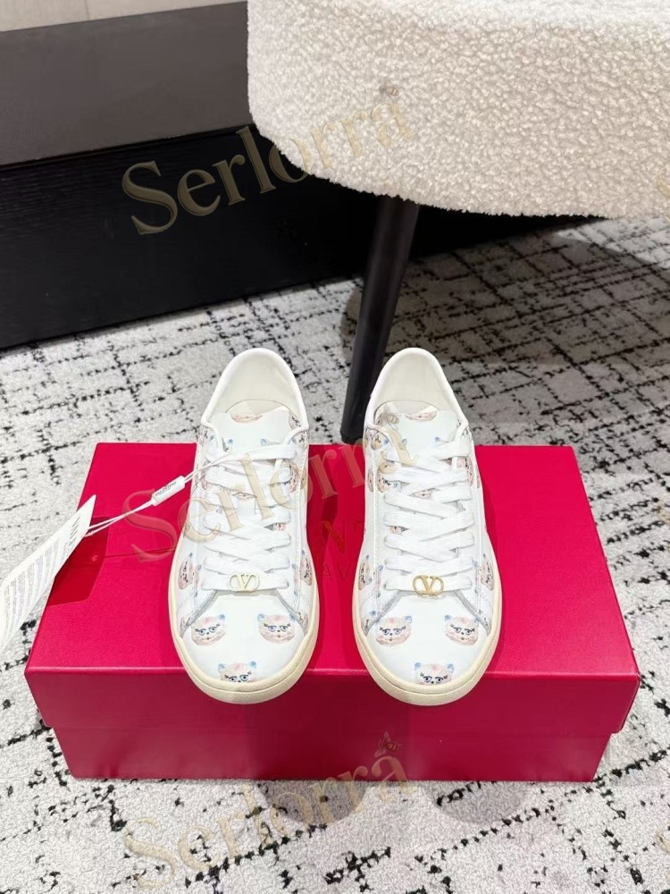 VALENTINO GARAVANI VLOGO PRINT LEATHER LOW-TOP SNEAKERS