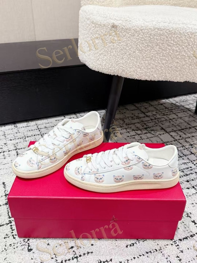 VALENTINO GARAVANI VLOGO PRINT LEATHER LOW-TOP SNEAKERS