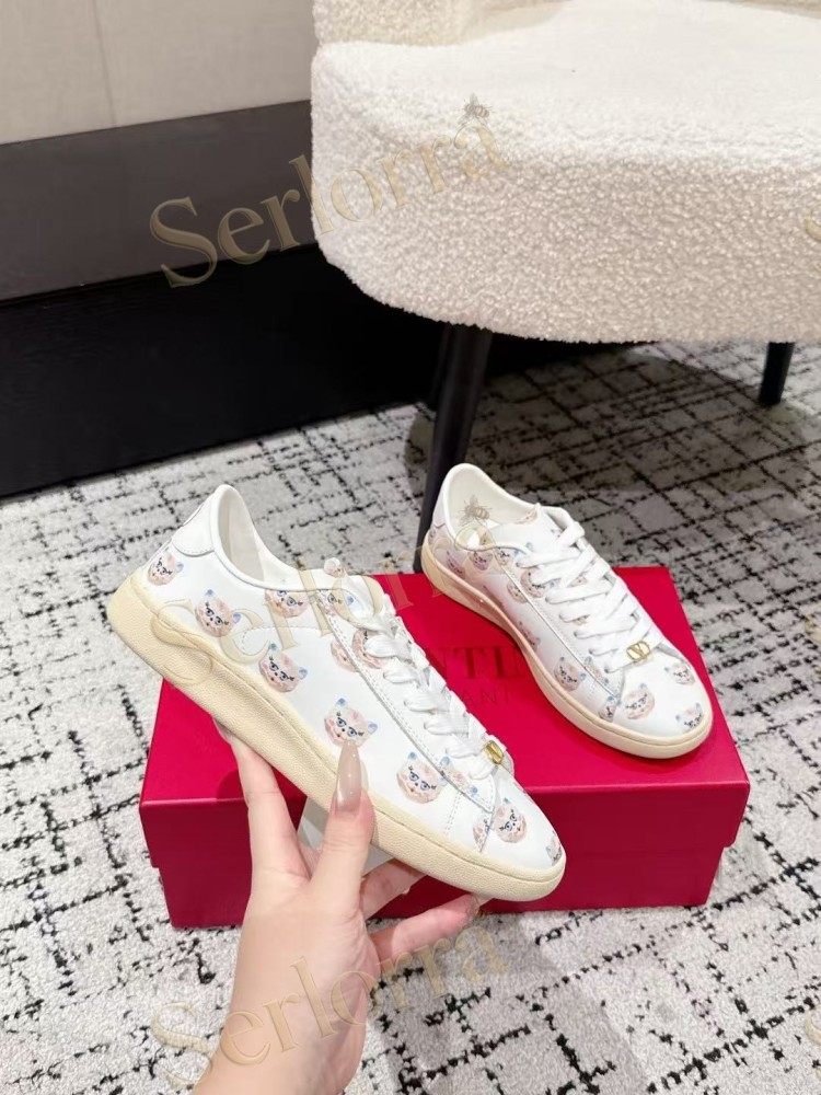 VALENTINO GARAVANI VLOGO PRINT LEATHER LOW-TOP SNEAKERS