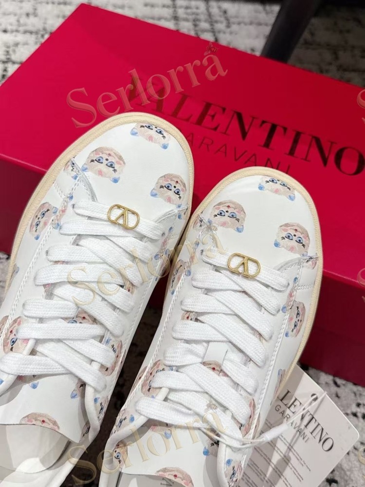VALENTINO GARAVANI VLOGO PRINT LEATHER LOW-TOP SNEAKERS
