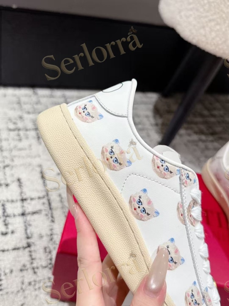 VALENTINO GARAVANI VLOGO PRINT LEATHER LOW-TOP SNEAKERS