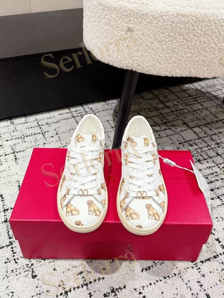 VALENTINO GARAVANI VLOGO PRINT LEATHER LOW-TOP SNEAKERS